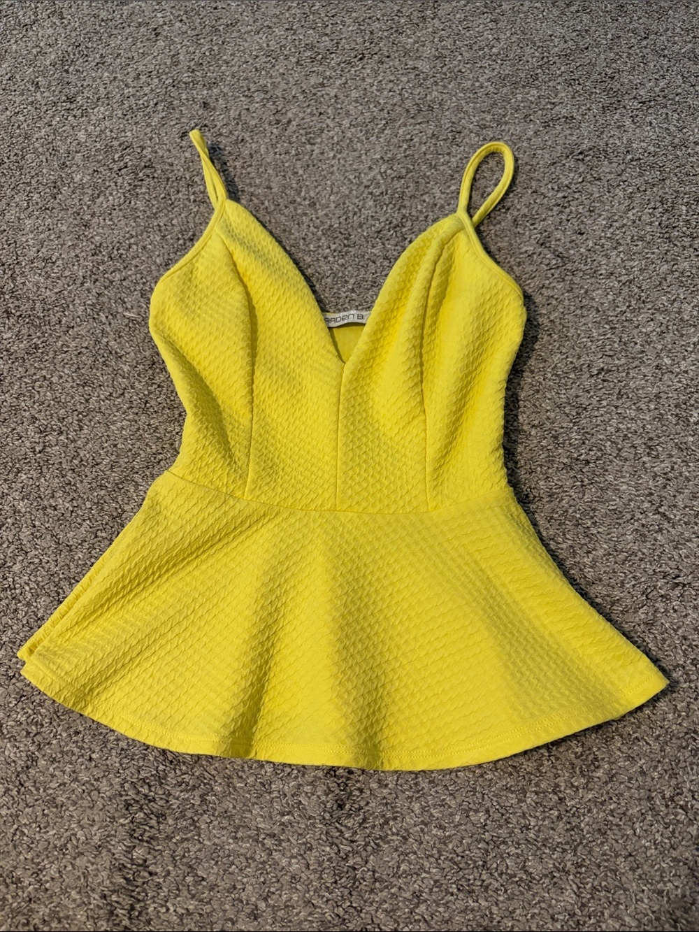 Arden B Yellow Textured Peplum Cami